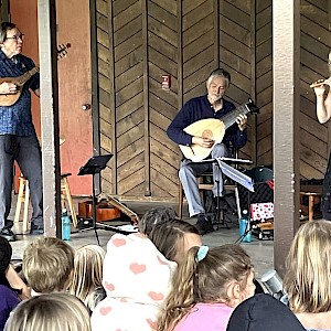 Ronn, Mark and Mindy in an educational outreach performance for elementary and middle school students in Kona, Hawaii.