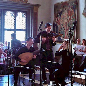 Ronn, Mark and Mindy playing with the Baltimore Consort in Regensburg, Germany at the Tage Alter Musik festival.